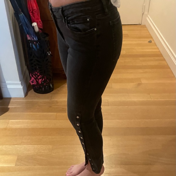 Black Iro Denim jeans with button detailing near the bottom of the pant! - Picture 4 of 4